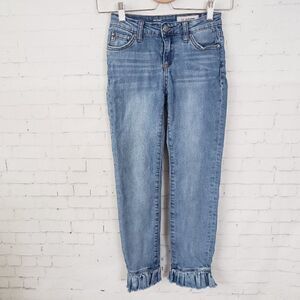 AG Adriano Goldschmied Kids Darby Ankle Skinny Jeans Girls Size 12 Ruffle Hem
